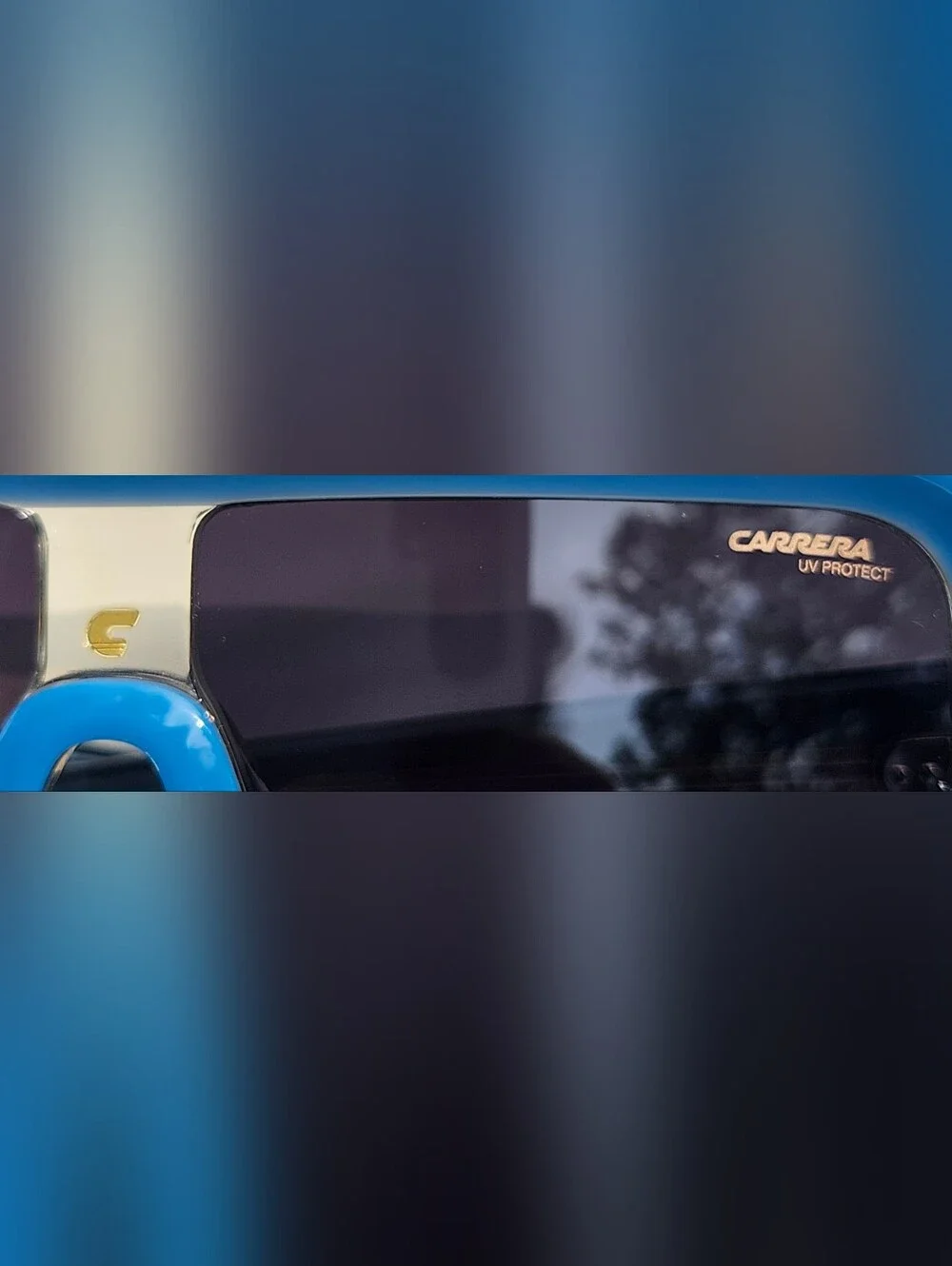 Unisex Carrera Blue Frame Sunglasses with Gold Accent